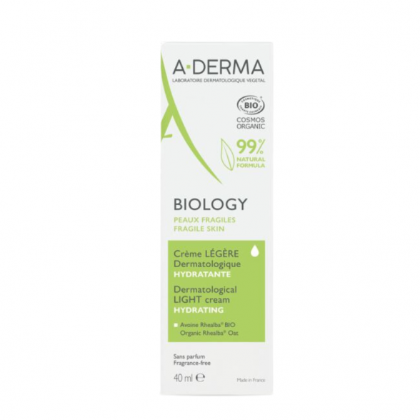 A-DERMA Biology Hydrating Dermatological Light Cream Organic 40ml 1