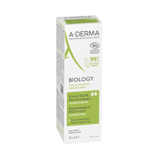 A-DERMA Biology Hydrating Dermatological Rich Cream Organic 40ml 1