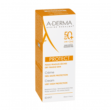 ADerma Protect Creme solar rosto sem perfume SPF50+ pele frágil ao sol 40ml