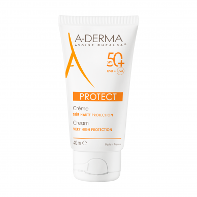 ADerma Protect Creme solar rosto SPF50+ pele frágil ao sol 40ml