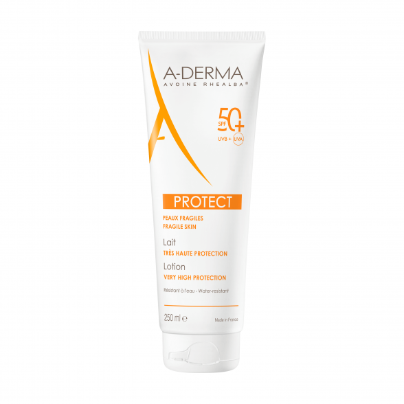 ADerma Protect Leite solar SPF50+ pele frágil ao sol 250ml