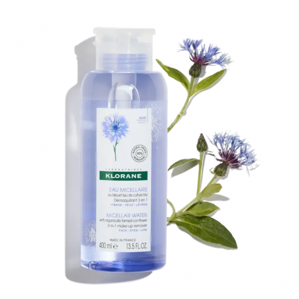 Klorane Make-up Remover Micellar Water with Cyan Flower Water 400ml 1