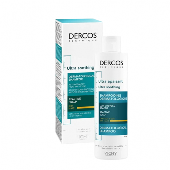 Vichy Dercos Ultra Soothing Shampoo for Reactive Dry Hair 200ml 1